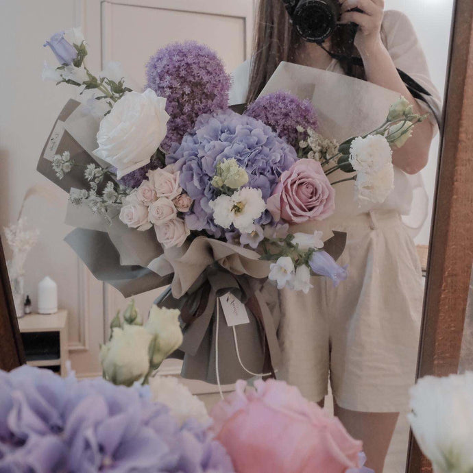 生日花束 繡球花束 花束 花材 韓式 情人節 紫色