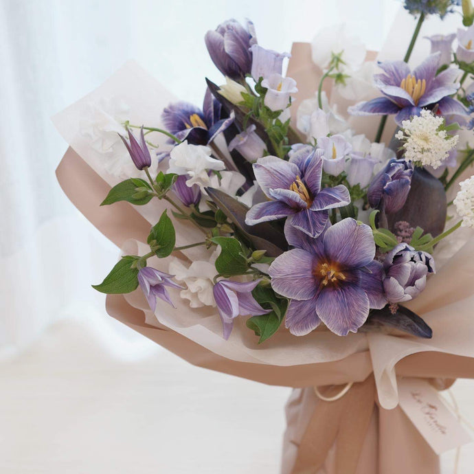 生日花束 紫色花束 母親節 情人節 鬱金香
